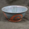 Matte-Patterned Spiral Mottle Green on Red Serving Bowl